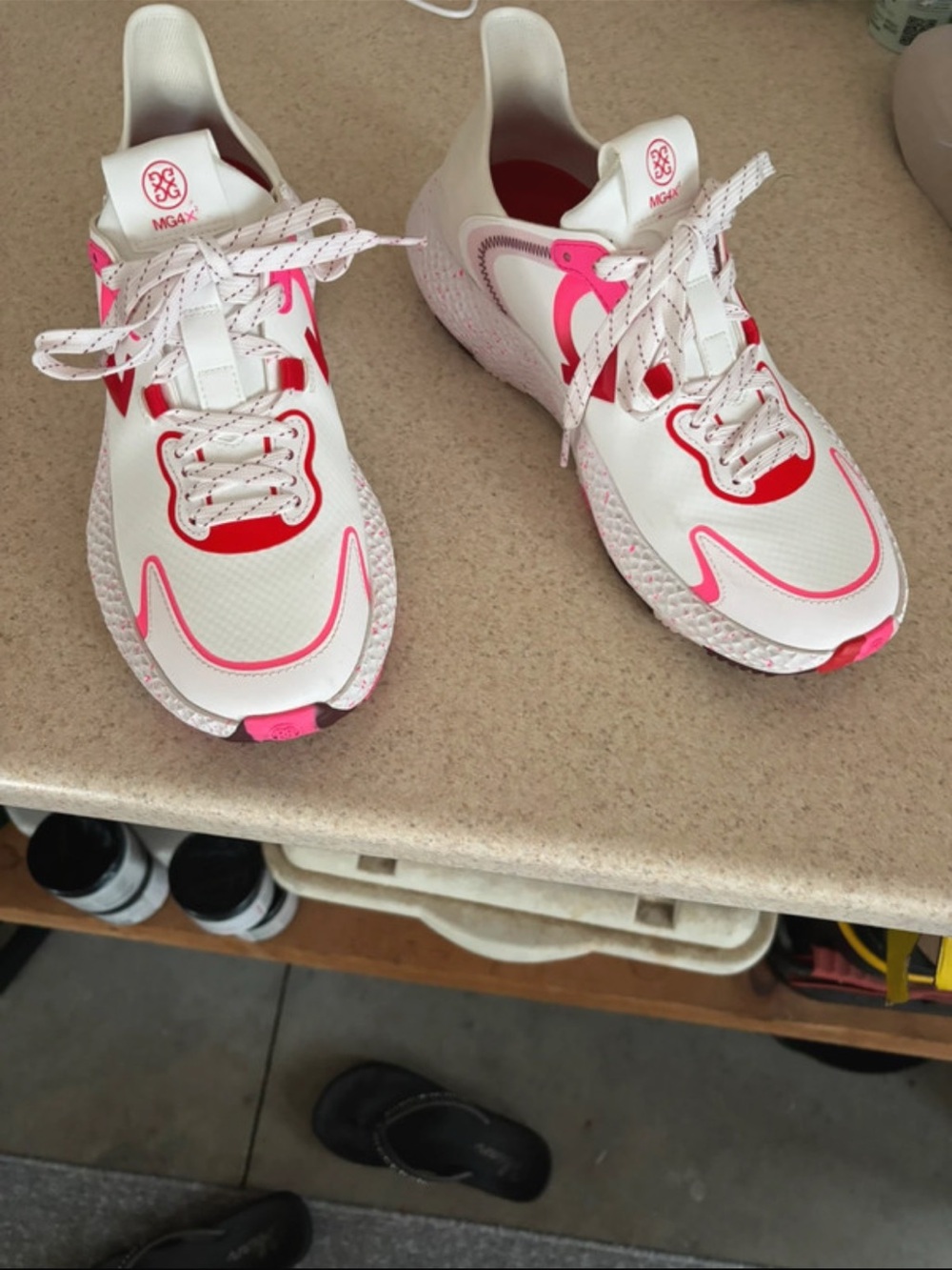 G/FORE Women's White and Hot Pink Athletic Sneakers